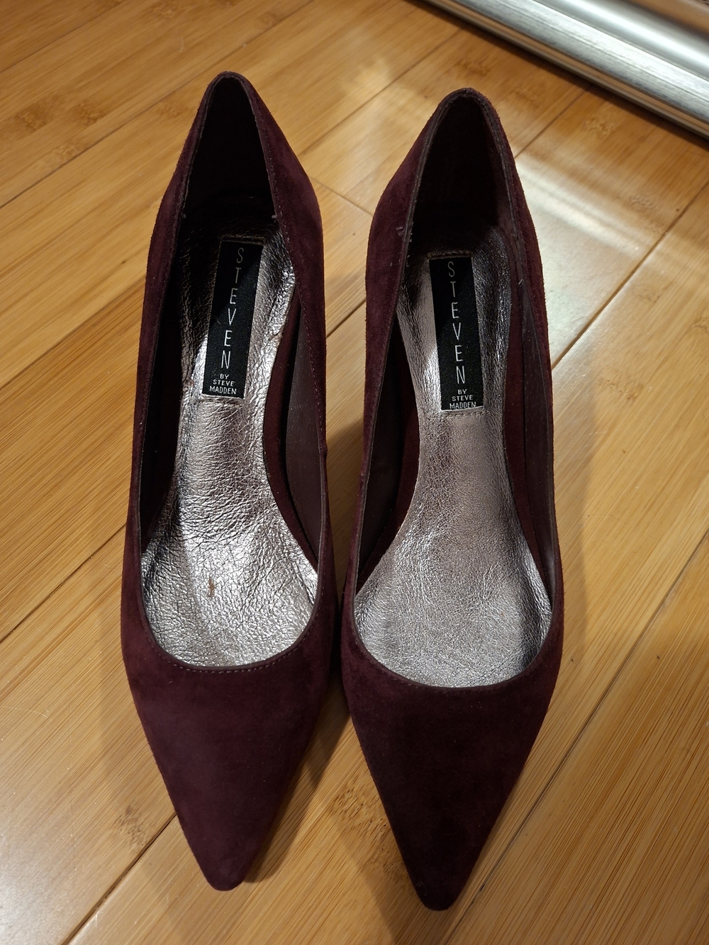 Steven by Steve Madden Caraa Burgundy Suede Pointed-Toe Pumps, Size 7.5